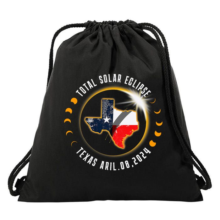 Solar Eclipse 2024 Total Solar Eclipse State Texas Drawstring Bag