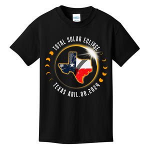 Solar Eclipse 2024 Total Solar Eclipse State Texas Kids T-Shirt