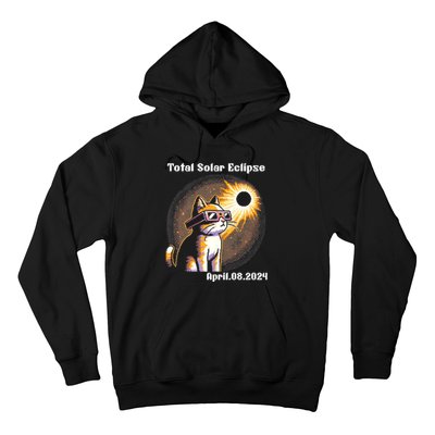 Solar Eclipse 2024 Cat Wearing Solar Eclipse Glasses Hoodie