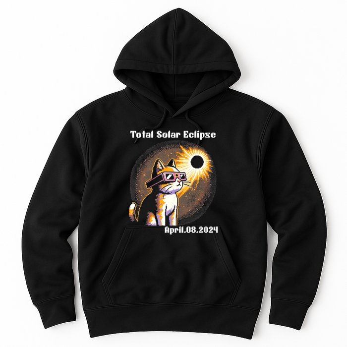 Solar Eclipse 2024 Cat Wearing Solar Eclipse Glasses Hoodie