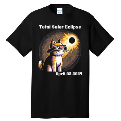 Solar Eclipse 2024 Cat Wearing Solar Eclipse Glasses Tall T-Shirt