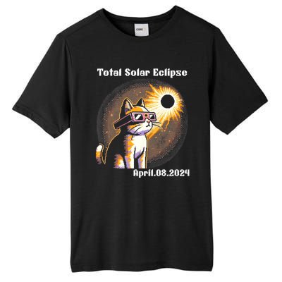 Solar Eclipse 2024 Cat Wearing Solar Eclipse Glasses Tall Fusion ChromaSoft Performance T-Shirt