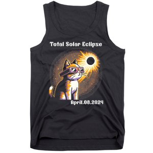 Solar Eclipse 2024 Cat Wearing Solar Eclipse Glasses Tank Top