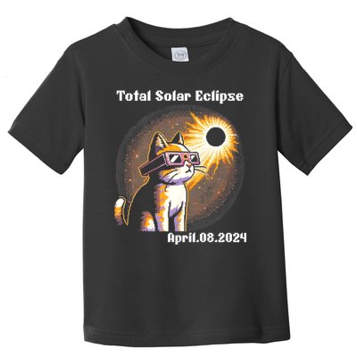 Solar Eclipse 2024 Cat Wearing Solar Eclipse Glasses Toddler T-Shirt