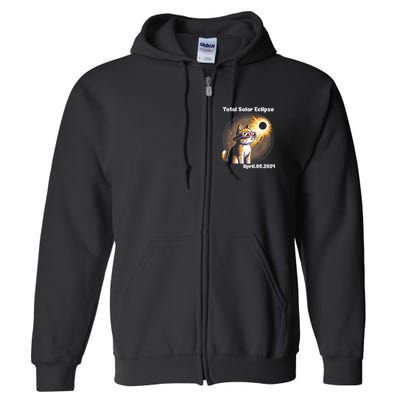 Solar Eclipse 2024 Cat Wearing Solar Eclipse Glasses Full Zip Hoodie