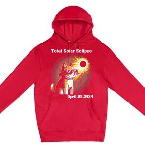 Solar Eclipse 2024 Cat Wearing Solar Eclipse Glasses Premium Pullover Hoodie