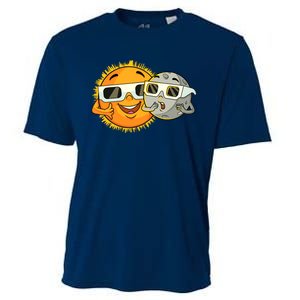 Solar Eclipse 2024 Funny Sun Moon Glasses Science Cooling Performance Crew T-Shirt