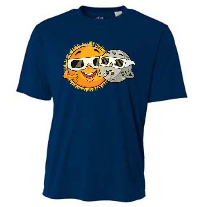 Solar Eclipse 2024 Funny Sun Moon Glasses Science Cooling Performance Crew T-Shirt