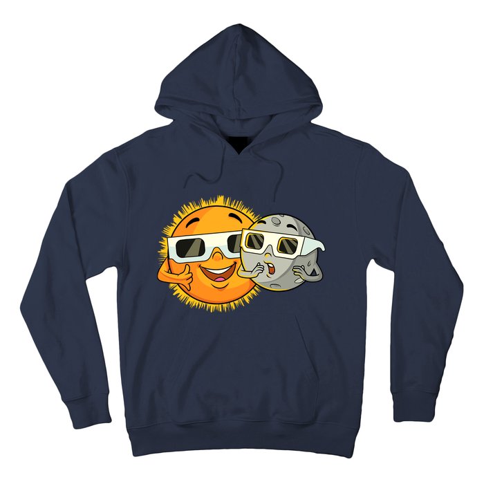 Solar Eclipse 2024 Funny Sun Moon Glasses Science Hoodie