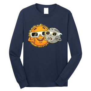 Solar Eclipse 2024 Funny Sun Moon Glasses Science Long Sleeve Shirt