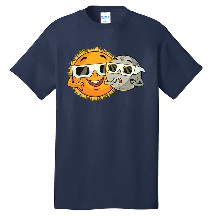 Solar Eclipse 2024 Funny Sun Moon Glasses Science Tall T-Shirt