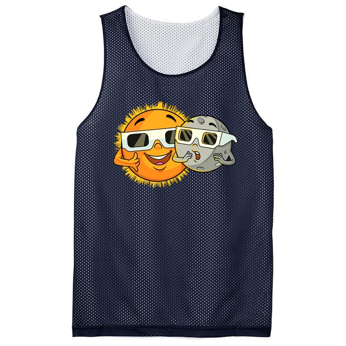 Solar Eclipse 2024 Funny Sun Moon Glasses Science Mesh Reversible Basketball Jersey Tank