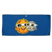 Solar Eclipse 2024 Funny Sun Moon Glasses Science Large Microfiber Waffle Golf Towel