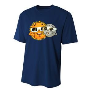 Solar Eclipse 2024 Funny Sun Moon Glasses Science Performance Sprint T-Shirt