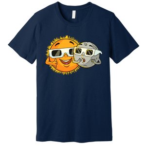 Solar Eclipse 2024 Funny Sun Moon Glasses Science Premium T-Shirt