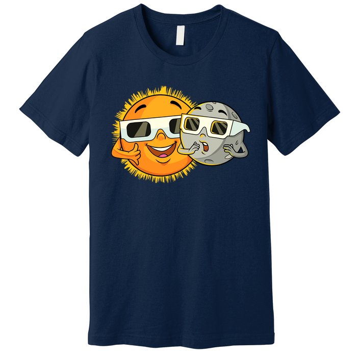 Solar Eclipse 2024 Funny Sun Moon Glasses Science Premium T-Shirt