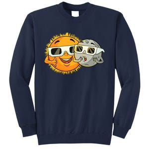 Solar Eclipse 2024 Funny Sun Moon Glasses Science Tall Sweatshirt