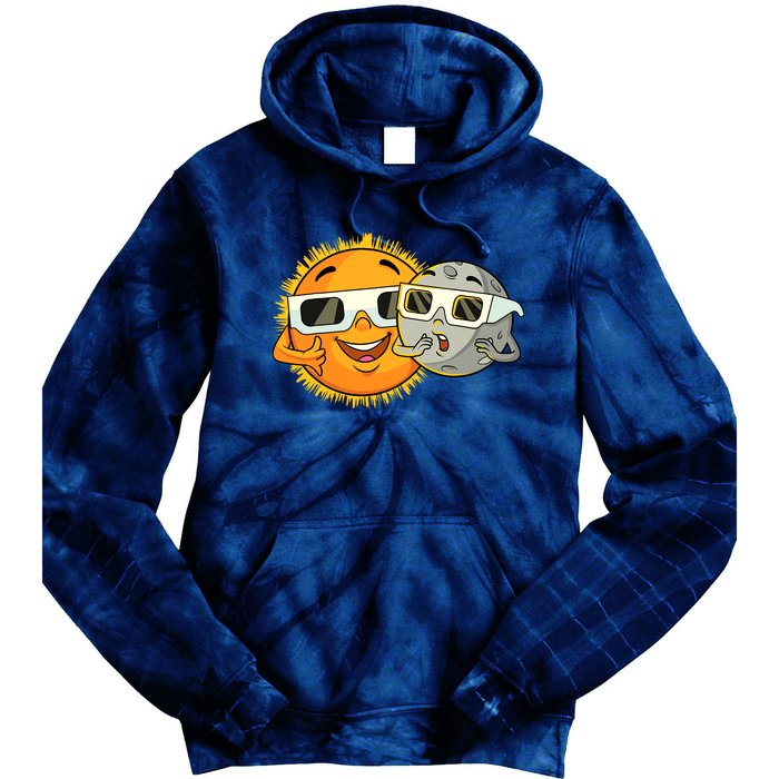 Solar Eclipse 2024 Funny Sun Moon Glasses Science Tie Dye Hoodie