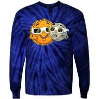 Solar Eclipse 2024 Funny Sun Moon Glasses Science Tie-Dye Long Sleeve Shirt