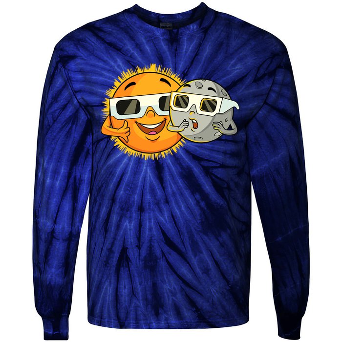 Solar Eclipse 2024 Funny Sun Moon Glasses Science Tie-Dye Long Sleeve Shirt