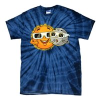 Solar Eclipse 2024 Funny Sun Moon Glasses Science Tie-Dye T-Shirt