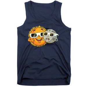 Solar Eclipse 2024 Funny Sun Moon Glasses Science Tank Top