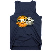 Solar Eclipse 2024 Funny Sun Moon Glasses Science Tank Top