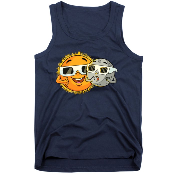 Solar Eclipse 2024 Funny Sun Moon Glasses Science Tank Top