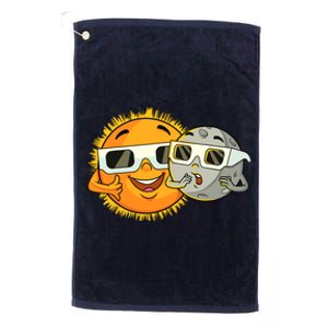 Solar Eclipse 2024 Funny Sun Moon Glasses Science Platinum Collection Golf Towel