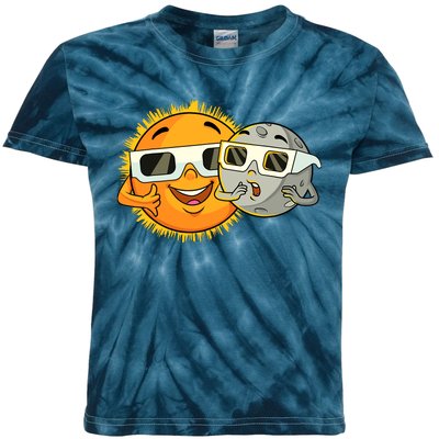 Solar Eclipse 2024 Funny Sun Moon Glasses Science Kids Tie-Dye T-Shirt