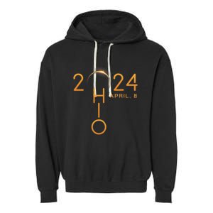 Solar Eclipse 2024 State Ohio Garment-Dyed Fleece Hoodie