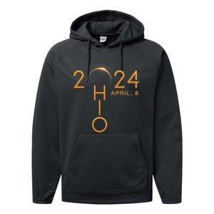 Solar Eclipse 2024 State Ohio Performance Fleece Hoodie