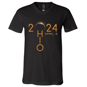 Solar Eclipse 2024 State Ohio V-Neck T-Shirt