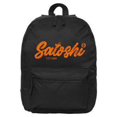 Satoshi Est 2009 Bitcoin Creator Blockchain Currency 16 in Basic Backpack
