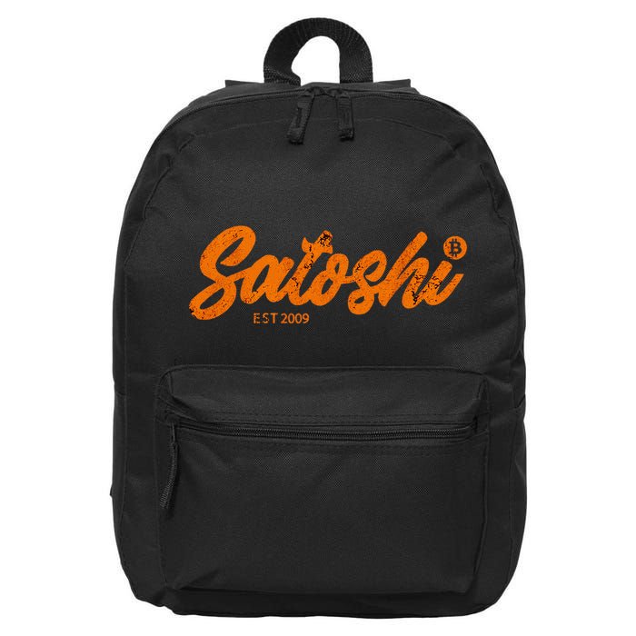 Satoshi Est 2009 Bitcoin Creator Blockchain Currency 16 in Basic Backpack