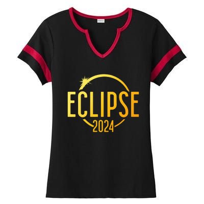 Solar Eclipse 2024 Total Solar Eclipse 4.08.24 Ladies Halftime Notch Neck Tee