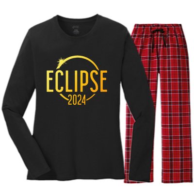 Solar Eclipse 2024 Total Solar Eclipse 4.08.24 Women's Long Sleeve Flannel Pajama Set 