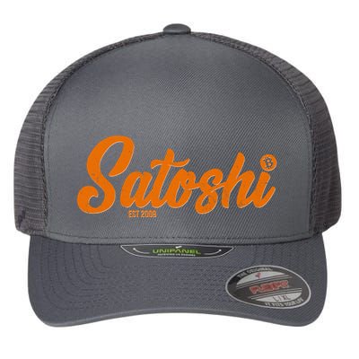 Satoshi Est 2009 Cryptocurrency Flexfit Unipanel Trucker Cap