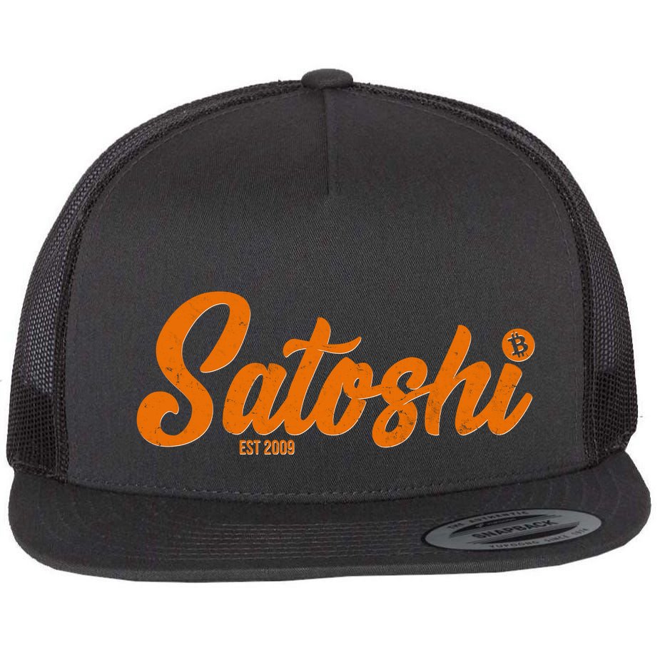 Satoshi Est 2009 Cryptocurrency Flat Bill Trucker Hat