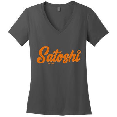 Satoshi Est 2009 Cryptocurrency Women's V-Neck T-Shirt