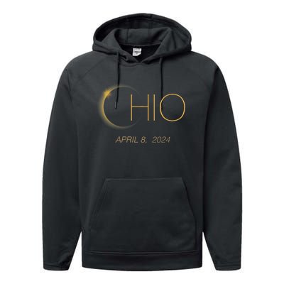 Solar Eclipse 2024 Total Solar Eclipse State Ohio Performance Fleece Hoodie