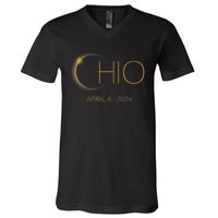 Solar Eclipse 2024 Total Solar Eclipse State Ohio V-Neck T-Shirt