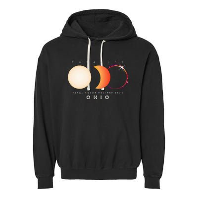 Solar Eclipse 2024 Total Eclipse Ohio America Garment-Dyed Fleece Hoodie