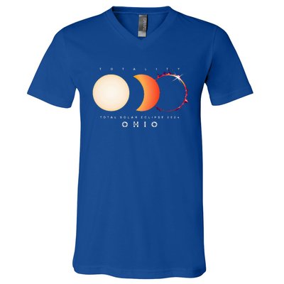 Solar Eclipse 2024 Total Eclipse Ohio America V-Neck T-Shirt