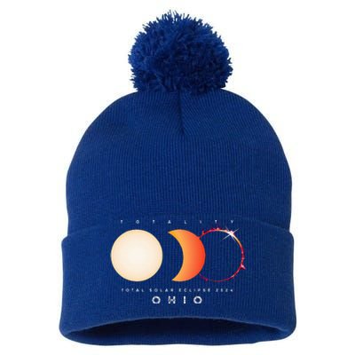 Solar Eclipse 2024 Total Eclipse Ohio America Pom Pom 12in Knit Beanie