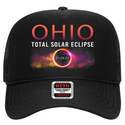 Solar Eclipse 2024 State Ohio Total Solar Eclipse High Crown Mesh Back Trucker Hat