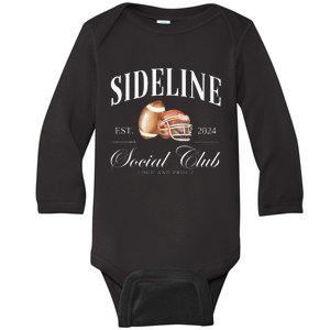 Sideline Est 2024 Social Club Loud & Proud American Football Baby Long Sleeve Bodysuit