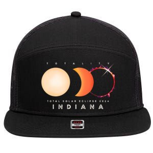 Solar Eclipse 2024 Total Eclipse Indiana America Graphic 7 Panel Mesh Trucker Snapback Hat