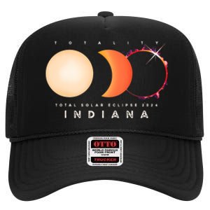 Solar Eclipse 2024 Total Eclipse Indiana America Graphic High Crown Mesh Back Trucker Hat