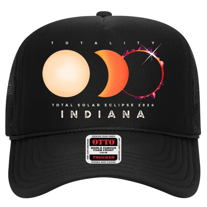 Solar Eclipse 2024 Total Eclipse Indiana America Graphic High Crown Mesh Back Trucker Hat